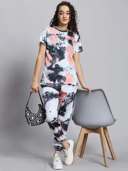 Women's Casual Tie Dye Print Night Suit